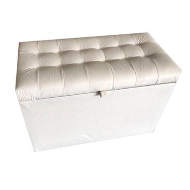 Imagem de Puff baú estofado retangular - 68 cm - branco- material sintético- 100