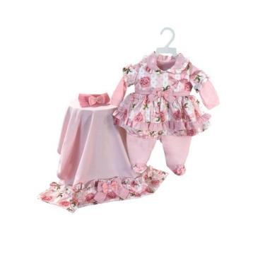 Imagem de Kit Saída Maternidade Menina Rosa E Floral Verde Verão - BellaDonna Ba