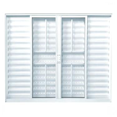Imagem de Janela de Alumínio Veneziana 100x150cm 6 Folhas com Grade e Vidro Liso Soft Plus Mgm Branco