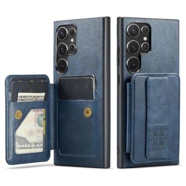 Imagem de Capa tipo carteira com bloqueio Flip Card Holder para Samsung Galaxy S24 Ultra S23 Plus FE S22 A55 A35 A25 A15 A14 A24 A34 A54 5G, Azul, para Galaxy A23