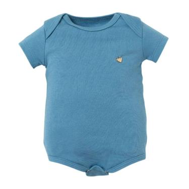 Imagem de Body Bebê Curto Unissex Azul Liso Est195- Hug