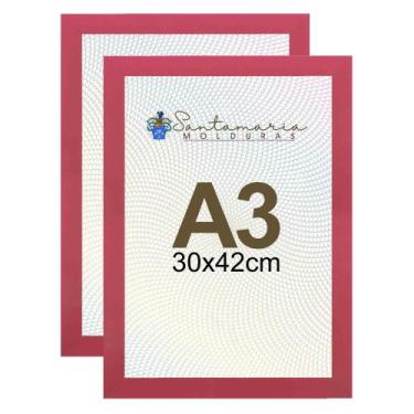 Imagem de Kit 2 Porta Retrato Molduras A3 30x42  Rosa - Santamaria Molduras