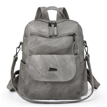 Imagem de Mochila, bolsa WYFJNX, de couro PU, moda para mulheres, cinza