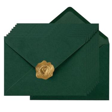 Imagem de 100 envelopes A6 coloridos 4x6 envelopes para cartões comemorativos, aniversário, casamentos, cartões de convite de chá de bebê (16,5 x 11,5 cm, verde escuro)