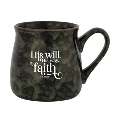 Imagem de Dexsa Caneca de designer His Will His Way - vitrificada reativa | Comporta 473 ml | Citação inspiradora | Segura para lava-louças e micro-ondas | Café, chá, sopas, chocolate quente