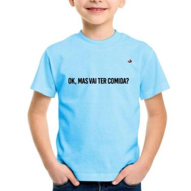 Imagem de Camiseta Infantil Ok, mas vai ter comida - Foca na Moda, Azul bebê, 10