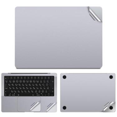 Imagem de Yiodelu Adesivo de vinil 3 em 1 para MacBook Pro 2024-2021 14 M4 M3 M2 M1 Pro/Max (A3112 A3401 A3185 A2992 A2918 A2779 A2442) Capa protetora antiarranhões para laptop (prata)