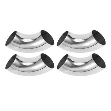 Imagem de Motoforti 4 peças 90 graus mandril curva cotovelo carro modificado tubo de escape tubulação 6.3 cm espessura OD 1,2 mm/18GA 63x185x1,2 mm 304 aço inoxidável tom prata