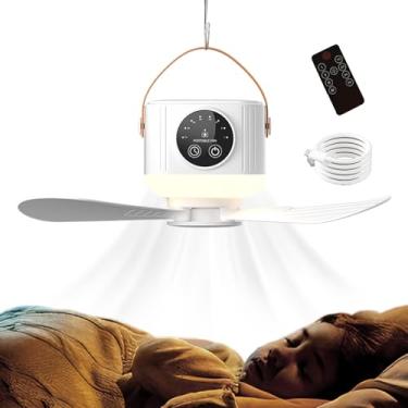 Imagem de Ventilador de teto portátil com ventilador de teto leve e iluminado com remoto,Fan de iluminado 3600mAh com controle remoto | Dispositivo de resfriamento recarregável USB com timer, 4 velocidades, rem