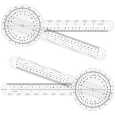 Imagem de Rimoev 2 peças goniômetro 30,5 cm, régua de ângulo ortopédica transparente, transferidor transparente de 360 graus, fisioterapia, para fita métrica corporal, goniômetro, transferidor, régua