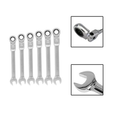 Imagem de Kit Chave Combinada Catraca Cabeça Articulada 10 A 15mm CRV