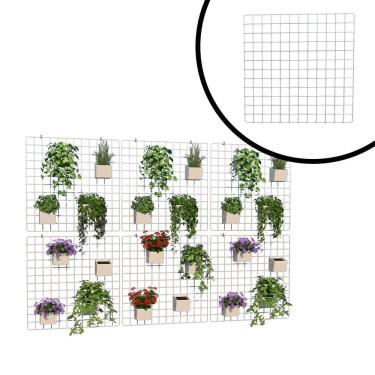 Imagem de Tela Aramada para Jardim Vertical Horta Suspensa Floreira 60x60cm Branco Kit 6 Peças