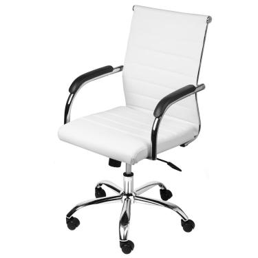 Imagem de Cadeira Office Light Baixa Courino Branco com Base Rodizio Cromada - 63411