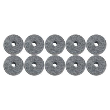 Imagem de WELWIK 10 peças de anilhas de feltro de suporte de prato cinza macio redondo acessórios de instrumento de percussão substituição de tambor