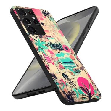 Imagem de Compatível com Samsung Galaxy S24 Ultra, Vintage Vibe Collage Estética Retrô Praia Seashells Palm Soft TPU Fashion Cool Slim À Prova de Choque Capas de Telefone para Mulheres Meninas