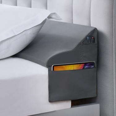 Imagem de Selectico Travesseiro de cama king size para cabeceira, enchimento de espaço para colchão para melhor altura de sono, travesseiro triangular enchimento de cunha 0-12,7 cm (193 x 25 x 15 cm) cinza