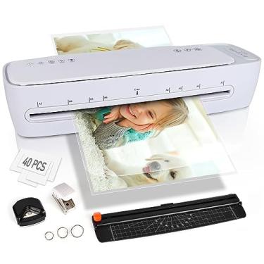 Imagem de Laminator 13 Inch A3 Laminator Machine, 9 in 1 Desktop Thermal Laminator Never Jam 40 Laminating Pouches, Paper Trimmer and Corner Rounder, 1Min Fast Warm-Up Home Office School Use, Pure White