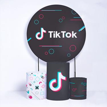 Imagem de Kit Painel de Festa Redondo de 1,50m e Trio de Cilindros TikTok- Fera Print
