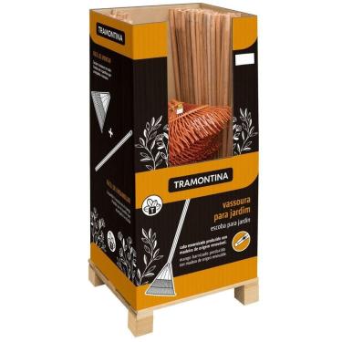 Imagem de Vassoura Fixa Com 18 Dentes Tramontina Em Aço Com Cabo De Madeira 120 Cm Desmontado