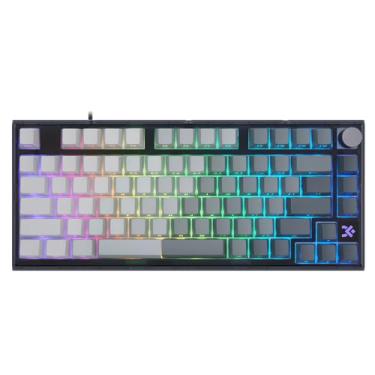 Imagem de MOLGRIA Teclado para jogos SKYLOONG 75%, teclado mecânico com fio USB GK75 HE com interruptor magnético com perfil cereja, teclas PBT de tiro duplo, retroiluminado RGB e botão (cinza contrastante