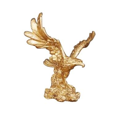 Imagem de FLCPJGV Resina águia estatueira decoração de mesa de ouro espalhando escultura de asa para decoração da da casa, Size S