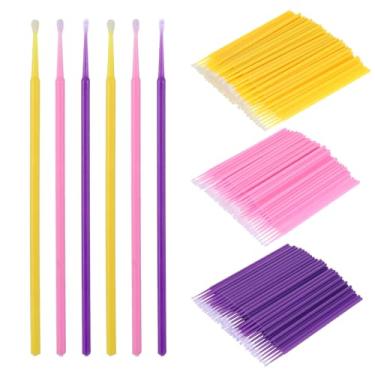 Imagem de Oruola 300 microaplicadores, pincéis de tinta de retoque para reparo de lascas de tinta automotiva, descartáveis, 3 tamanhos diferentes de pincéis de retoque de 1,5 mm, 2 mm, 2,5 mm (amarelo, rosa e