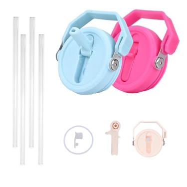 Imagem de Tampa flip de canudo para copo Stanley de 1,134 g, 2 peças à prova de vazamento para tampa Stanley Copo de 1,134 g, tampas de cabo de canudo destacáveis, acessório Stanley Cup Accessory Perfect Fit