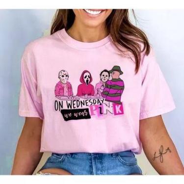 Imagem de camiseta blusa vilões filmes terror meninas malvadas, babylook feminin