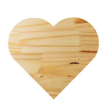 Imagem de Tábua de Frios Formato Coração Madeiras Pinus 30x26cm
