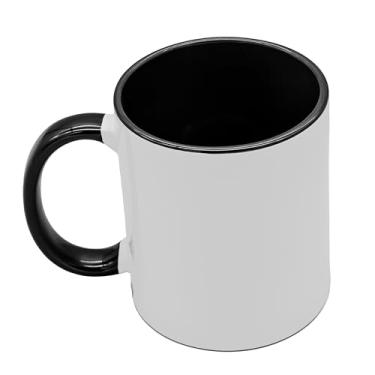 Imagem de Canecas de sublimação 325 ml, interior e alça preta - Xícaras de café premium para projetos de prensa térmica - Design versátil de caneca de café ideal para criações personalizadas, conjunto de 1 peça