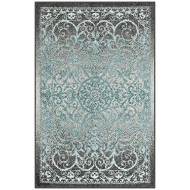 Imagem de Maples Rugs Tapetes de área de transição Pelham – Feito nos EUA – lavável, antiderrapante, tapete interno para entrada, hall de entrada, cozinha e banheiro, 1'8 x 2'10, azul/cinza