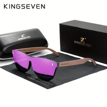 Imagem de Óculos com design madeira quadrada elegante, lentes polarizadas - King