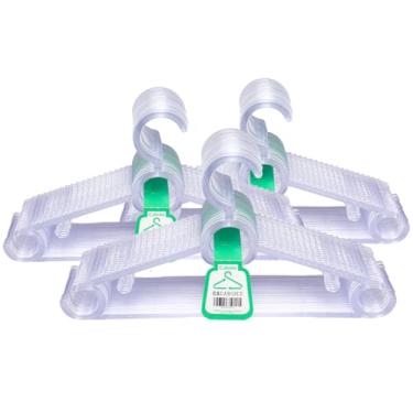 Imagem de Kit 20 Cabides Acrilicos Transparentes Cabide Antideslizante Resistente Reforçado Resistente Para Roupas Camisetas Calças cintos Gravatas Multifuncional CSCABIDES