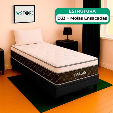 Imagem de Cama Box Baú Solteiro e Colchão Dallas Molas V-Store