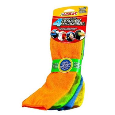 Imagem de Pano Flanela Microfibra Luxcar Limpeza Automotiva 4 Unidades