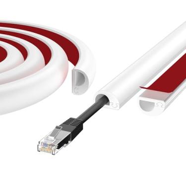 Imagem de Escondedor de cabo de parede de 99 cm, capas de silicone autoadesivas para fios na parede, ocultador de cabos para suporte de parede, kit de pista de cobertura de cabo flexível para 1 fio, branco (1,5