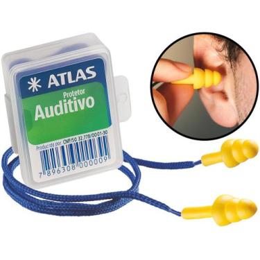 Imagem de Protetor Auricular Ouvidos Tipo Plug Abafador Plástico Com Cordão Em T