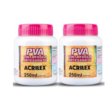 Imagem de Kit Tinta Pva Fosca Artesanato 2 Unidades Cor Branco 519 250ml Móveis Objetos Artesanais À Base de Látex PVA e Água
