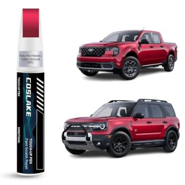 Imagem de COSLAKE Tinta de retoque de carro (verniz vermelho rubi metálico colorido (RR)) para Ford, kit de reparo de arranhões de pintura de carro, solução rápida e fácil de reparar, caneta removedor de
