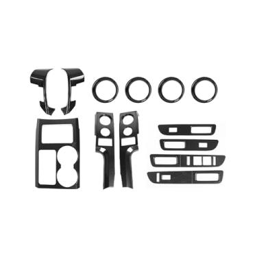 Imagem de Voodonala Kits de acabamento interno de fibra de carbono compatíveis com Ford F150 Raptor 2009-2014, painel de controle de câmbio do console central, volante e elevador de janela