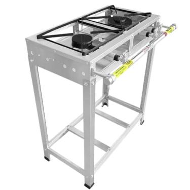 Imagem de Fogão Industrial 2 Bocas, Baixa Pressão, Inox, 1 Queimador simples e 1 Duplo Duas Chamas