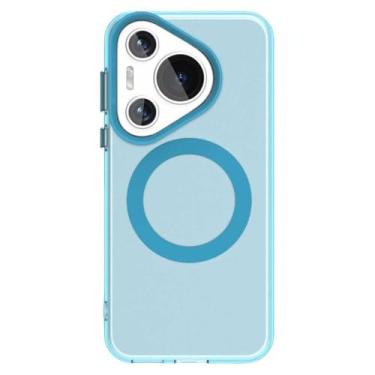 Imagem de LTLMYDAM Capa fina para Huawei Pura 70 Ultra/70 Pro/70 Pro+/70, capa de telefone transparente com sucção magnética, fosco antiamarelamento, proteção contra quedas, azul, 70 Pro