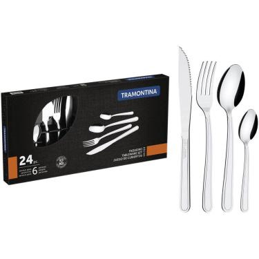 Imagem de Jogo de Faqueiro Inox Tramontina Conjunto Talheres 24 Peças Búzios