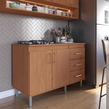 Imagem de Balcão em Mdp Para Cooktop 1,20m 5 Bocas 2 Portas E 3 Gavetas Turim - Lojas Movelove