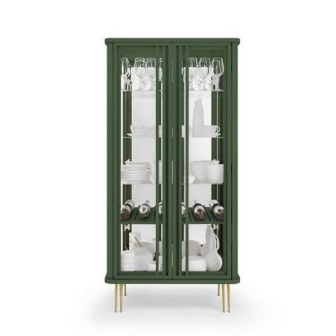 Imagem de Cristaleira Crystal Led Com Espelho Prateleiras e 2 Portas Vidro 180x90-EdeCasaMoveis