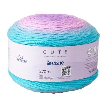 Imagem de Lã Cute Cisne 150 gramas 270 metros por novelo, 008 Mescla Turquesa