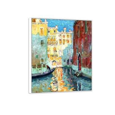 Imagem de MUHJDYC Jane Peterson Canvas Wall Art - Pôster de pintura famosa reprodução - quadro branco para decoração de sala de estar (Canal Veneza) 40 x 50 cm-16 x 19 pol