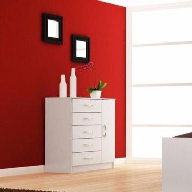 Imagem de Cômoda Sapateira 1 Porta 5 Gavetas Zurique Branco - Evidência Móveis