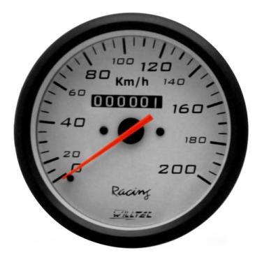 Imagem de Velocímetro Mecânico 0-200 Km/h W=0,5 100mm Branco Racing - Willtec