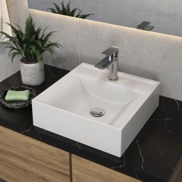 Imagem de Cuba de Banheiro Nanda Quadrada 34,5cm Mármore - Ofertamo